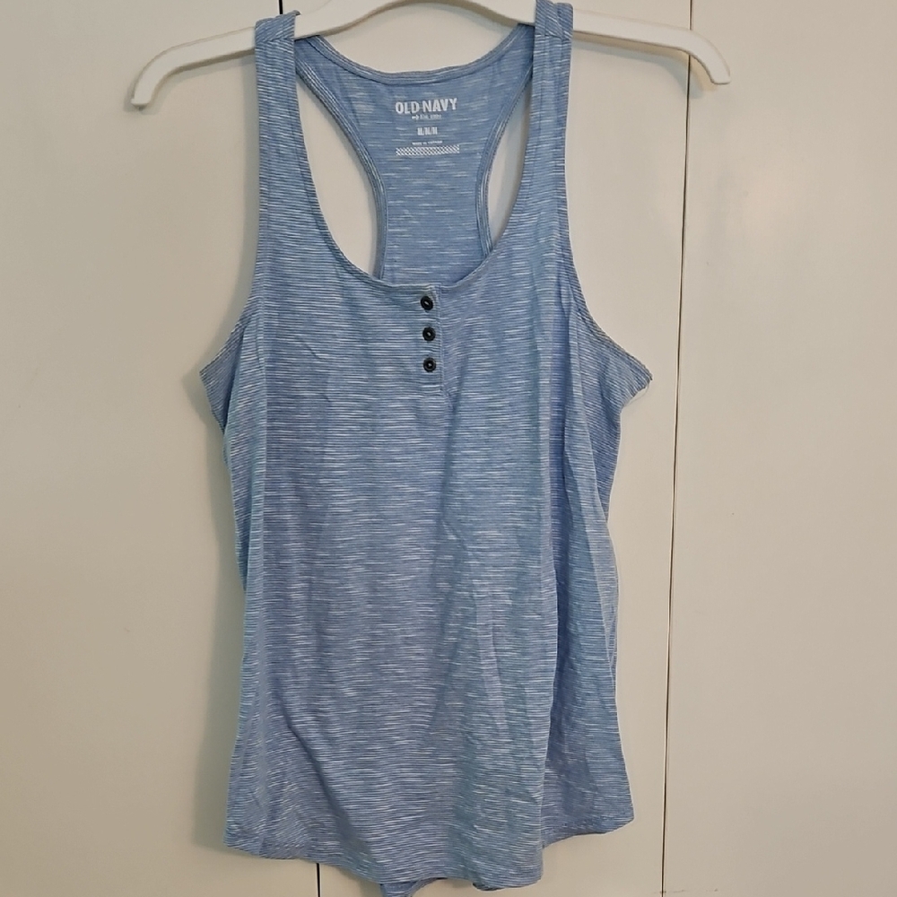 3/$20🎉 Old Navy Blue Fitted Racerbacm Tank With Button Detail